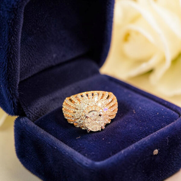 Pavé 3.10 Cts Round Pear Marquise Princess F/VS1 Diamonds Wedding Ring 14K Gold