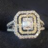 Pave 0.78 Cts Round Baguette Cut Diamonds Engagement Halo Ring In 585 14K Gold