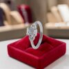 R-670 (8) 1 Cts GIA Certified Emerald Heart Shape F/VS1 Diamonds Three-Stone Ring 14K Gold