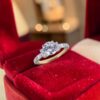 GIA Certified 1.15 Carats Round Baguette F/VS1 Diamonds Engagement Ring 14K Gold