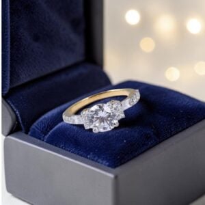 GIA Certified 1.15 Carats Round Baguette F/VS1 Diamonds Engagement Ring 14K Gold
