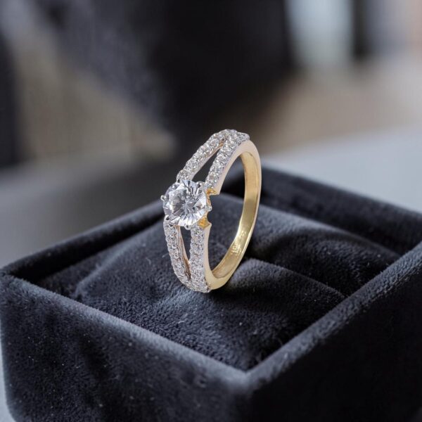 R-672 (6) 1.15 Cts GIA Certified Round Brilliant F/VS1 Diamonds Split Shank Ring 14K Gold