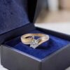 R-673 (6) 0.75 Cts GIA Round Brilliant F/VS1 Diamond Bypass Solitaire Ring 18K Yellow Gold