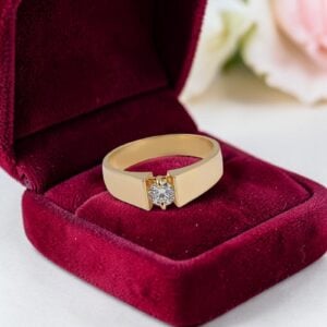 1/2 Cts Round Brilliant GIA Certified F/VS1 Diamond Men's Wedding Ring 18K Gold