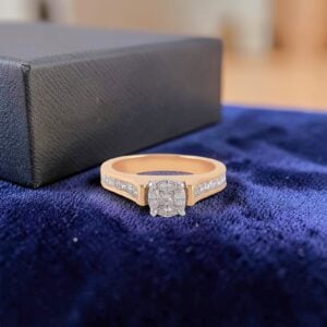 Home 12 Pavé 0.85 Cts Princess Marquise F/VS1 Diamonds Pressure Set Ring 14K Yellow Gold