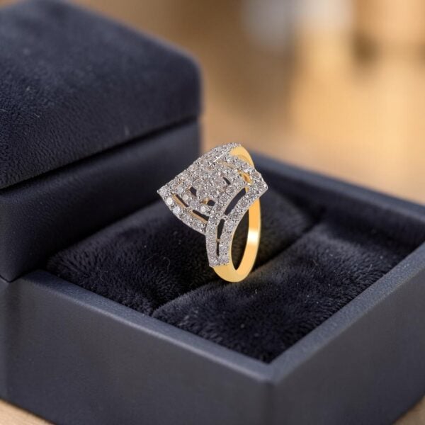 R-677 (9) Radiant 1.05 Cts Round Brilliant F/VS1 Diamonds Anniversary Ring 14K Yellow Gold