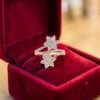 R-678 (5) Stunning 1.28 Cts Round Brilliant F/VS1 Diamonds Floral Engagement Ring 14K Gold