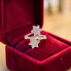 Stunning 1.28 Cts Round Brilliant F/VS1 Diamonds Floral Engagement Ring 14K Gold
