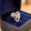 R-678 (6) Stunning 1.28 Cts Round Brilliant F/VS1 Diamonds Floral Engagement Ring 14K Gold