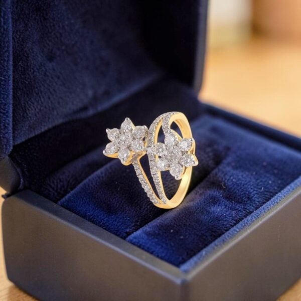 R-678 (6) Stunning 1.28 Cts Round Brilliant F/VS1 Diamonds Floral Engagement Ring 14K Gold
