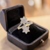 R-678 (7) Stunning 1.28 Cts Round Brilliant F/VS1 Diamonds Floral Engagement Ring 14K Gold