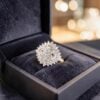 1.45 Cts Round Baguette F/VS1 Diamonds Cluster Engagement Ring 14K Yellow Gold
