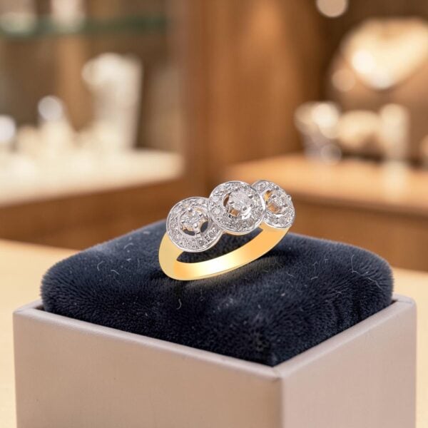 Pavé 1.08 Cts Round Brilliant F/VS1 Diamonds Anniversary Band Ring In 14K Gold