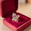 Exquisite 0.95 Cts Round Brilliant F/VS1 Diamonds Leaf Band Ring 14K Yellow Gold