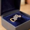Pavé 0.50 Cts Round Brilliant F/VS1 Diamonds Floral Engagement Ring In 18K Gold