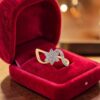 Pavé 0.50 Cts Round Brilliant F/VS1 Diamonds Floral Engagement Ring In 18K Gold