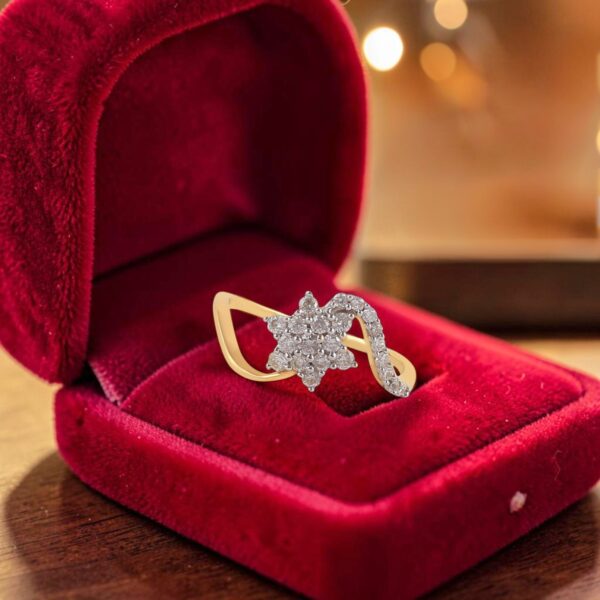 Pavé 0.50 Cts Round Brilliant F/VS1 Diamonds Floral Engagement Ring In 18K Gold