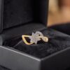 Pavé 0.50 Cts Round Brilliant F/VS1 Diamonds Floral Engagement Ring In 18K Gold