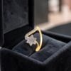 Pavé 0.50 Cts Round Brilliant F/VS1 Diamonds Floral Engagement Ring In 18K Gold