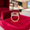 1.52 Cts Round Brilliant F/VS1 Diamonds Pavé Ruby Cocktail Ring 14K Yellow Gold