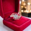 Pavé 0.57 Carats Round Brilliant F/VS1 Diamonds Floral Anniversary Ring 18K Gold