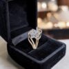 Pavé 0.57 Carats Round Brilliant F/VS1 Diamonds Floral Anniversary Ring 18K Gold