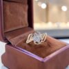 Pavé 0.57 Carats Round Brilliant F/VS1 Diamonds Floral Anniversary Ring 18K Gold