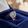 1.01 Cts Round Brilliant F/VS1 Diamonds Cluster Engagement Ring 18K Yellow Gold