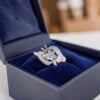 Pavé 0.65 Cts Round Baguette Shape F/VS1 Diamonds Cluster Ring 18K Yellow Gold