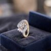 Pavé 0.65 Cts Round Baguette Shape F/VS1 Diamonds Cluster Ring 18K Yellow Gold