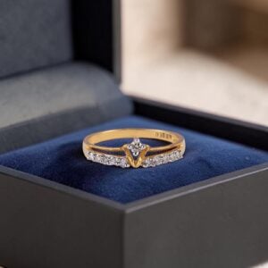 R-695 (5) Stunning 0.25 Carats Round Brilliant F/VS1 Diamonds Band Ring In 14K Yellow Gold