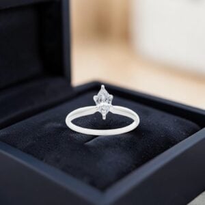 1/2 Cts GIA Certified Marquise Shape F/VS1 Diamond Solitaire Ring 14K White Gold