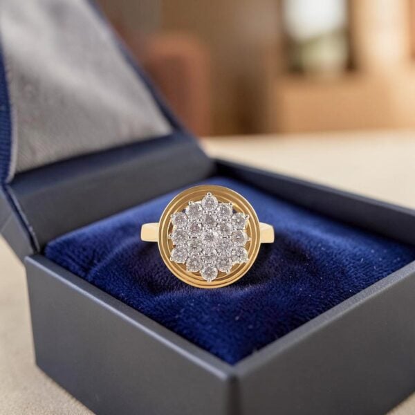 R-698 (5) Pavé 1.10 Cts Round Brilliant F/VS1 Diamonds Anniversary Ring In 14K Yellow Gold