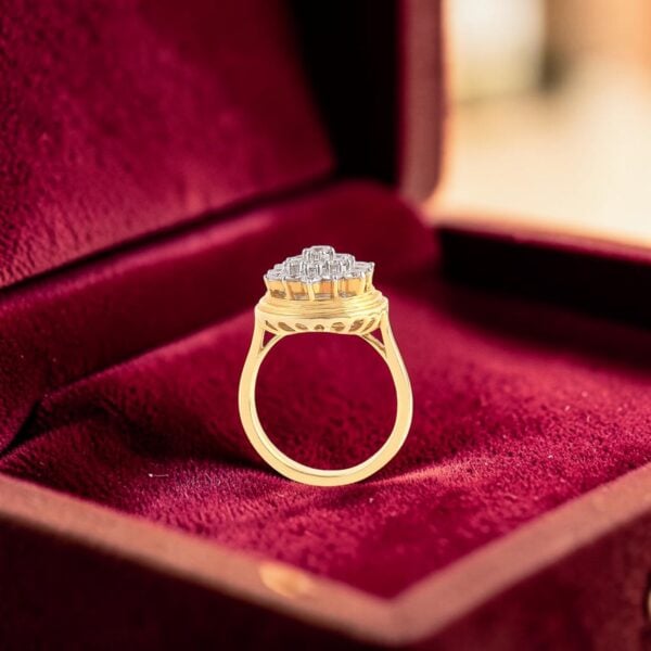 R-698 (8) Pavé 1.10 Cts Round Brilliant F/VS1 Diamonds Anniversary Ring In 14K Yellow Gold