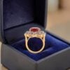 Stunning 1.23 Cts Round Brilliant F/VS1 Diamonds Ruby Cocktail Ring In 18K Gold