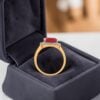 R-700 (7) Gorgeous 4.35 Cts Round Brilliant F/VS1 Diamonds Ruby Party Ring 18K Yellow Gold