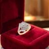 R-701 (7) Pavé 1.28 Cts Round Baguette Cut F/VS1 Diamonds Cluster Engagement Ring 14K Gold