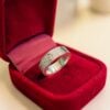 R-703 (16) 1.80 Cts Round Brilliant F/VS1 Diamond Unisex Love Screw Band Ring in 18K Gold