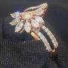 R-774 (10) Pave 1.30 Cts Marquise Round Shape Natural Diamonds Anniversary Ring In 14K Gold