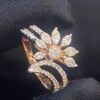R-774 (2) Pave 1.30 Cts Marquise Round Shape Natural Diamonds Anniversary Ring In 14K Gold