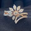 R-774 (3) Pave 1.30 Cts Marquise Round Shape Natural Diamonds Anniversary Ring In 14K Gold