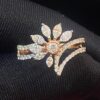 R-774 (4) Pave 1.30 Cts Marquise Round Shape Natural Diamonds Anniversary Ring In 14K Gold