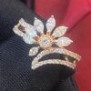 R-774 (9) Pave 1.30 Cts Marquise Round Shape Natural Diamonds Anniversary Ring In 14K Gold