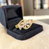 Pave 1.10 Cts Pear Round Shape F/VS1 Diamonds Floral Engagement Ring In 14K Gold