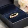 R-815-R (21) 0.80 Cts Round Brilliant F/VS1 Diamonds Opal Art Deco Band Ring In 18K Rose Gold
