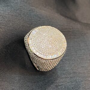 R-816 (1) Pave 5.90 Cts Round Baguette Cut Genuine Diamonds Large Hip-Hop Ring In 14K Gold