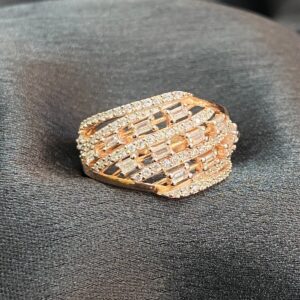 R-822 (1) Pave 1.01 Cts Round Baguette Diamonds Multi-Row Engagement Band Ring In 14K Gold