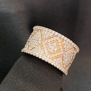 R-825 (1) 1.45 Ct Round Brilliant Cut Diamonds Micro-Pave Engagement Band Ring In 14K Gold