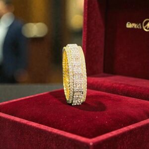 R-854 (33) Pave 2.70 Cts Round Baguette F/VS1 Diamonds Unisex Eternity Band Ring 14K Gold