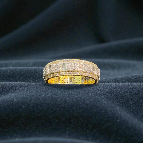 R-854 (34) Pave 2.70 Cts Round Baguette F/VS1 Diamonds Unisex Eternity Band Ring 14K Gold